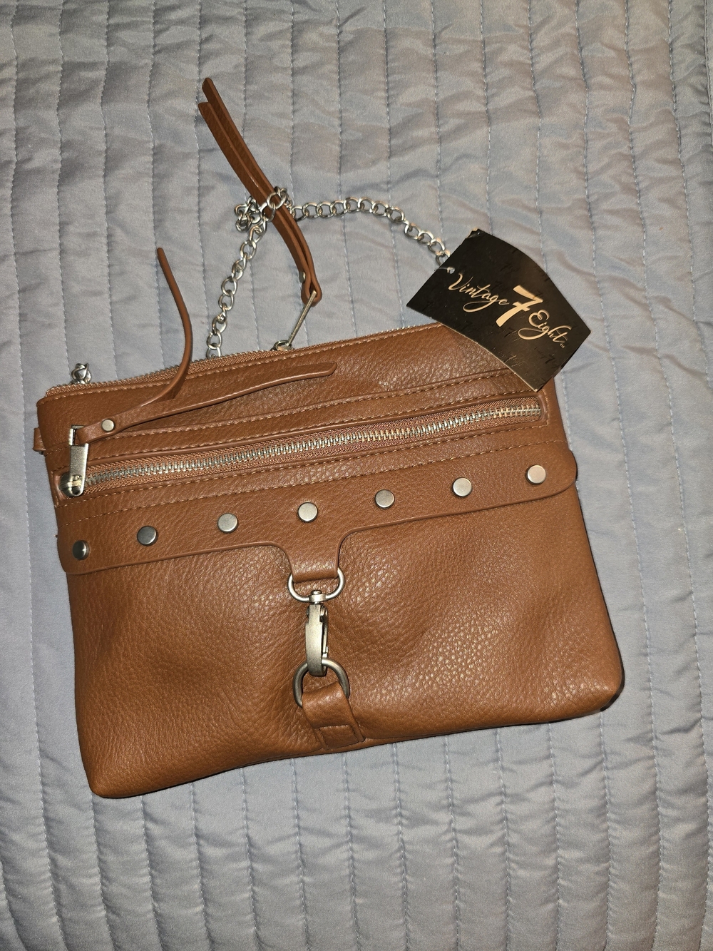 Vintage Style Tan Leather Crossbody Bag